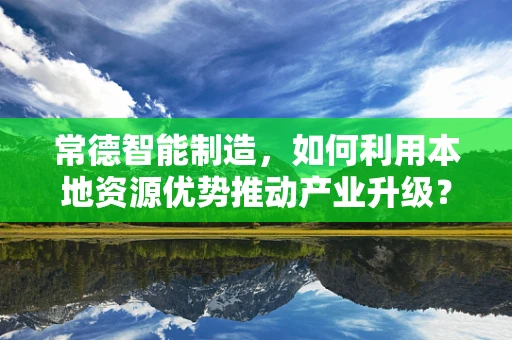常德智能制造，如何利用本地资源优势推动产业升级？