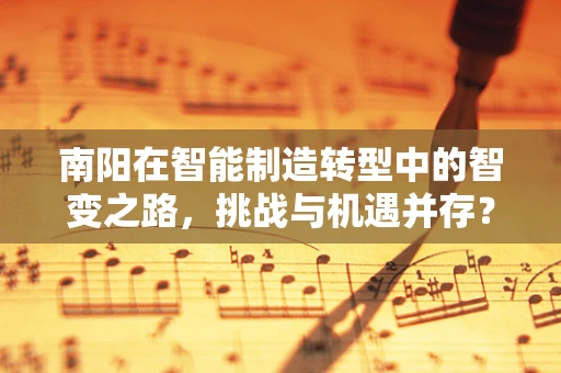 南阳在智能制造转型中的智变之路，挑战与机遇并存？
