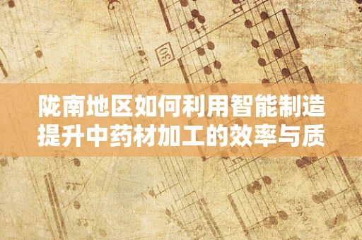 陇南地区如何利用智能制造提升中药材加工的效率与质量？
