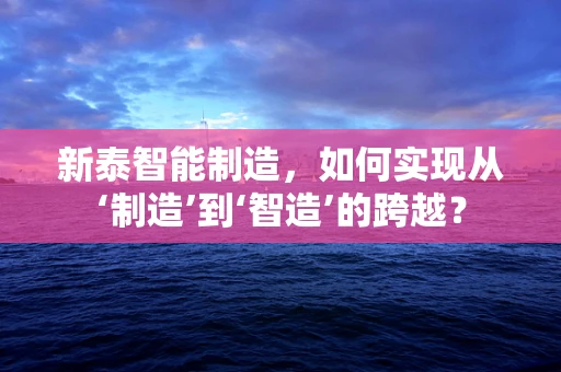 新泰智能制造，如何实现从‘制造’到‘智造’的跨越？
