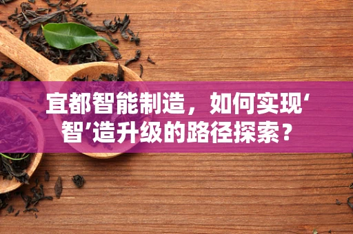 宜都智能制造，如何实现‘智’造升级的路径探索？