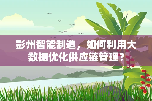 彭州智能制造，如何利用大数据优化供应链管理？