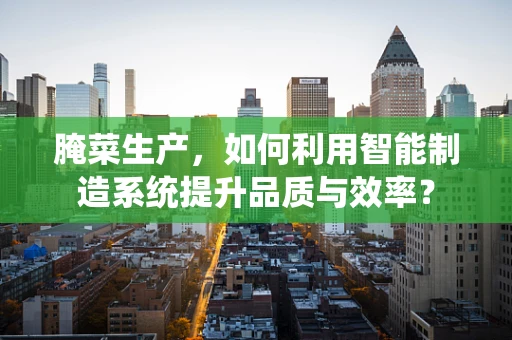 腌菜生产，如何利用智能制造系统提升品质与效率？