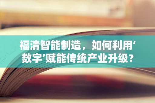 福清智能制造，如何利用‘数字’赋能传统产业升级？