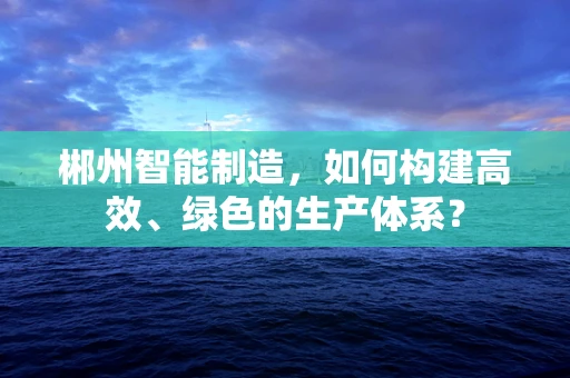 郴州智能制造，如何构建高效、绿色的生产体系？